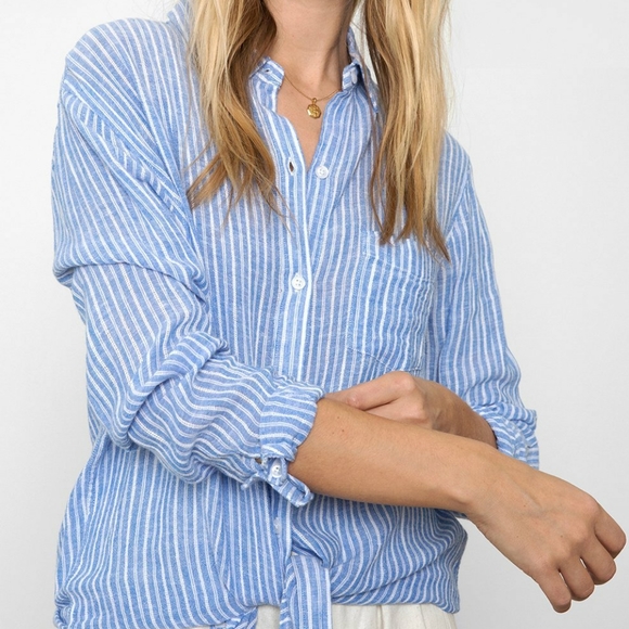 Rails Charlie azure stripe shirt - Picture 1 of 6